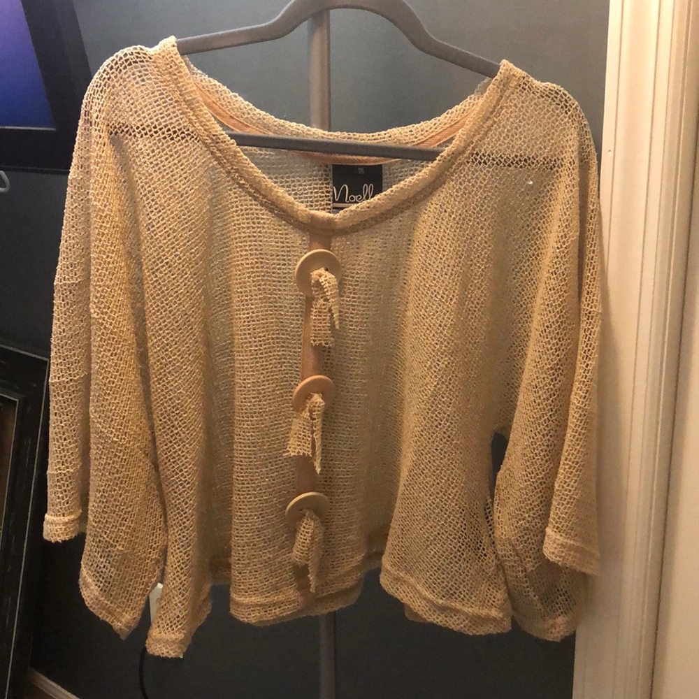 Netted Boho Shirt Like New!! Beige color